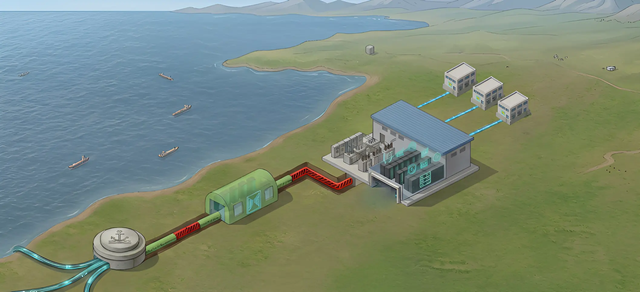 Process flow model of the subsea-terrestrial integration